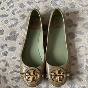 Tory Burch Embossed Snake Flats